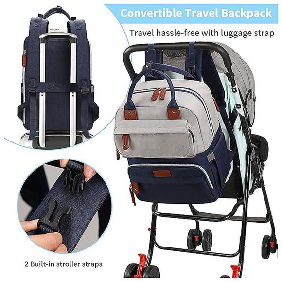 Diaper Bag Backpack, Baby Boy Diaper Bag, Large Diaper Bag Backpack Blue - Picture 6 of 8